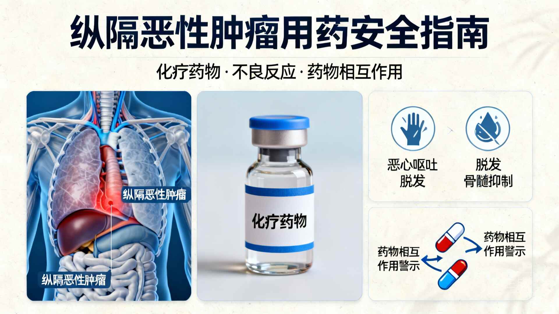 科普，安全用药指南：纵隔恶性肿瘤治疗常用药品全解封面图